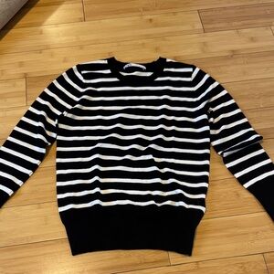 Zara Black and White Striped Woman's Sweater